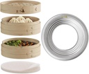 Prime Home Direct 8-Inch Bamboo Steamer Basket | Stainless Steel Ring Adapter | 2-Tier Steamer for Cooking | Asian Food, Bao Buns, Chinese, Dim Sum, Dumpling, Rice, Vegetable Steam Pot