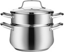 Stainless Steel Steamer Pot,Soup Pot,Multi-Layer High Capacity Composite Bottom Food Steamer for Home Use 20cm,22cm,24cm-24cm,22cm