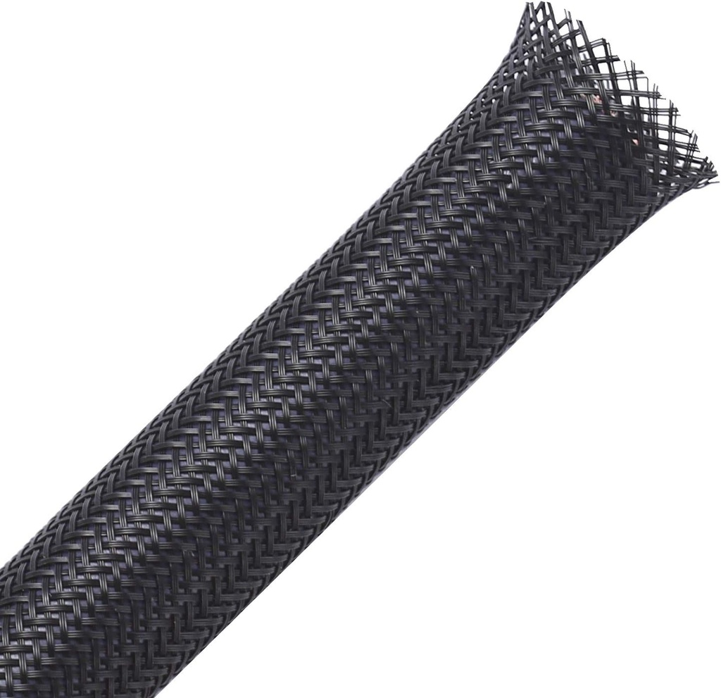 50ft - 1/4 inch & 1/2 inch PET Expandable Braided Sleeving – Black – Alex Tech Braided Cable Sleeve