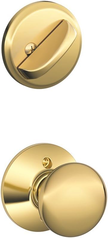 Schlage F59 PLY 605 Plymouth Interior Knob with Deadbolt, Bright Brass (Interior Half Only)