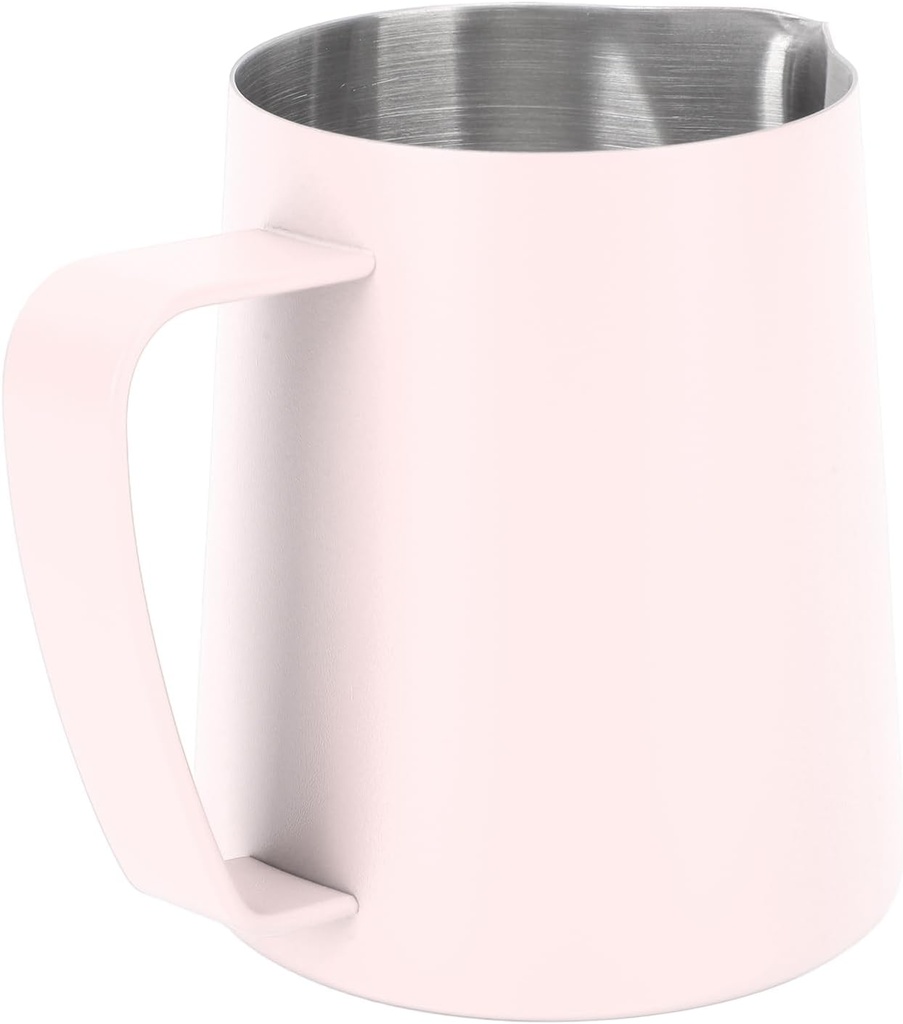 Milk Frothing Pitcher, Coffee Pot Milk Frother 304 Stainless Steel Multifunctional Rust Proof for Latte Art for Baristas (Pink)