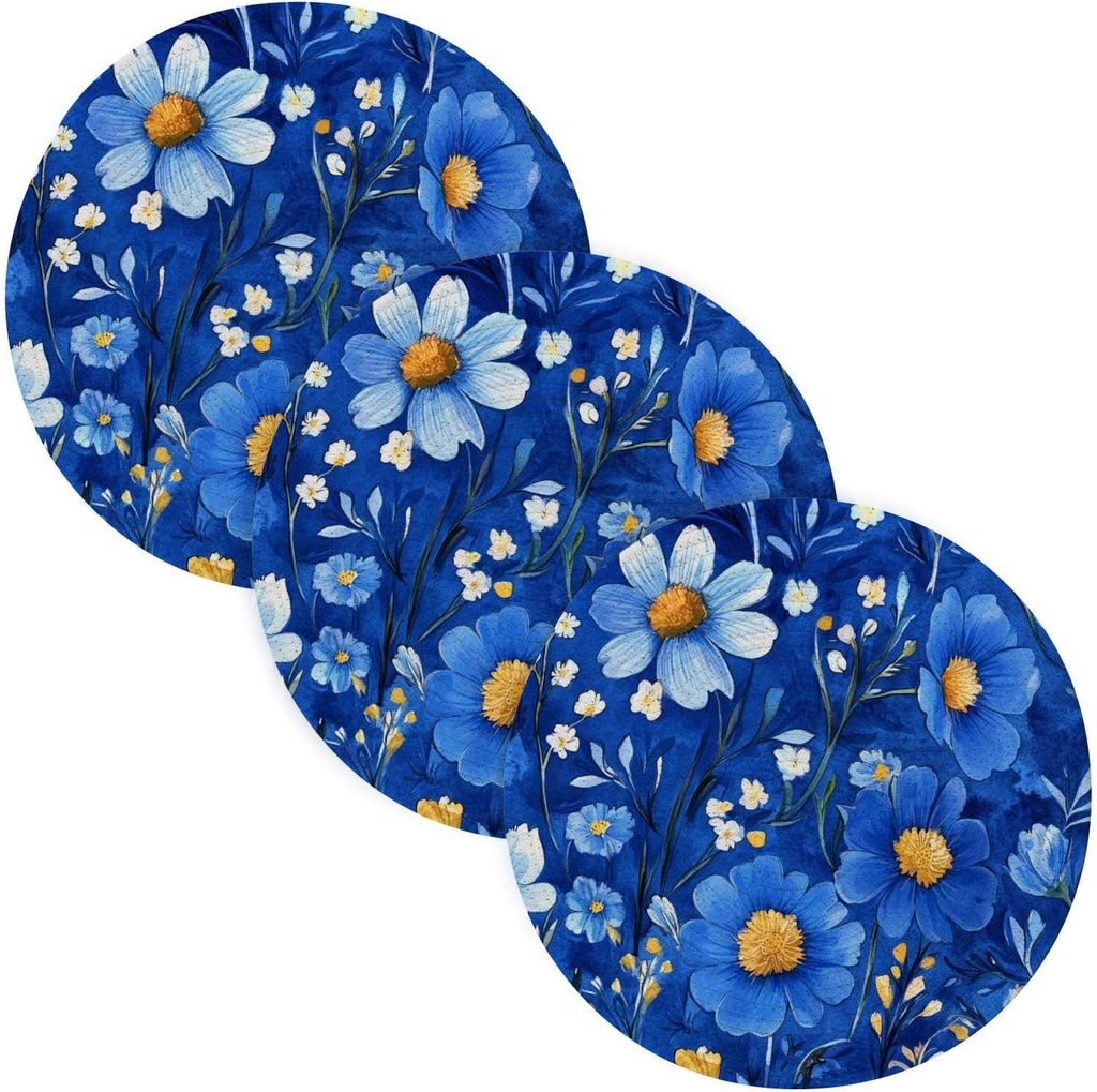 3 Pcs Trivet Runner for Crock Pot 15in Heat Resistant Table Pad Plate Holder accesorios para mesa de comedor Cartoon Oberonia Royal Blue