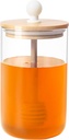 12oz Glass Honey Jar with Dippers Stick Set,Honey Pot with Dipper and Lid,Honey Containers for Airtight Syrup Dispenser for Home Kitchen