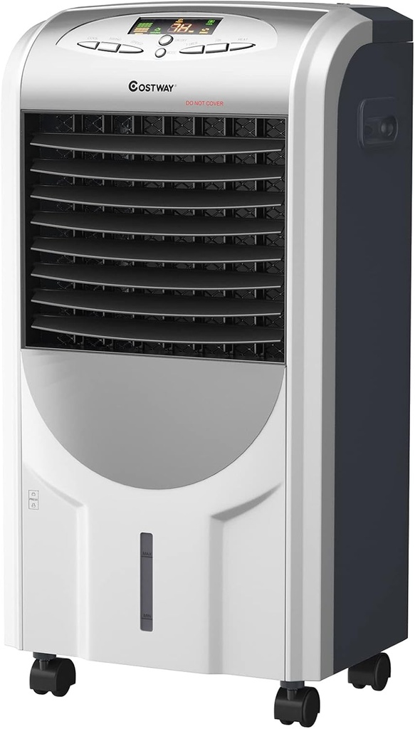 5-in-1 Air Cooler and Heater, Evaporative Air Conditioner with 3 Modes, 3 Speeds, 8-Hour Timer & 2 Ice Boxes, Portable Air Conditioner for Home, Office & Dorms
