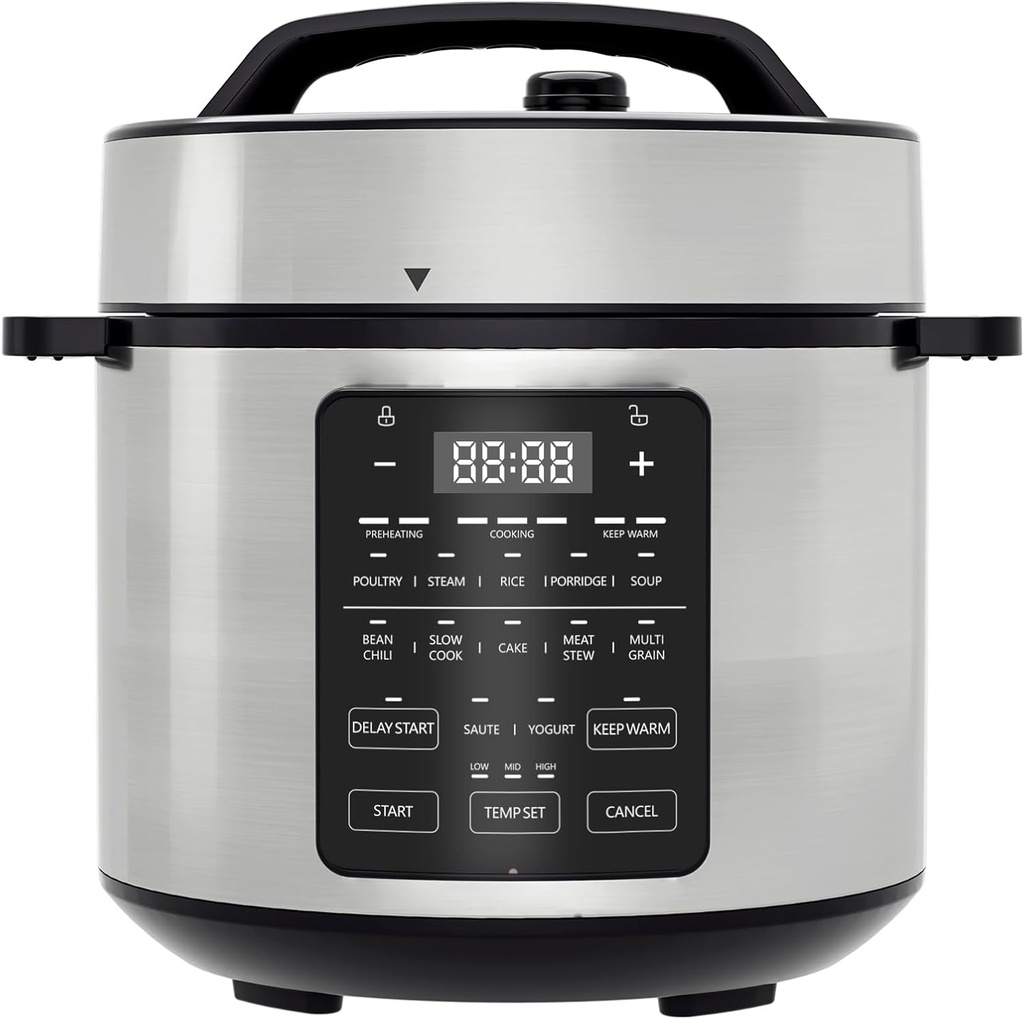 12-in-1 Electric Pressure Cooker, 6 Quart, Stainless Steel Multi Cooker for Rice, Steaming, Slow Cooking, Meat Stew, Yogurt, Cake - Programmable Electric Instant Pot with Steamer Basket