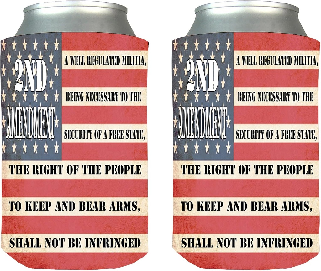 Rogue River Tactical USA Flag Constitution 2nd Amendment Collapsible Beer Can Bottle Beverage Cooler Sleeves 2 Pack Gift Set