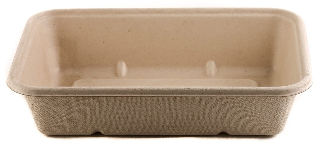 [50 Pack] 34oz Compostable Eco Friendly Container Trays - Rectangular Oblong Tree Free Sugarcane Bagasse Meal Prep Bento Boxes Take Out Catering Microwavable Deep Container by EcoQuality