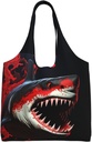 red-black shark Canvas Tote Bag Reusable Grocery Bags Shopping Bags Large Canvas Bags with Handles
