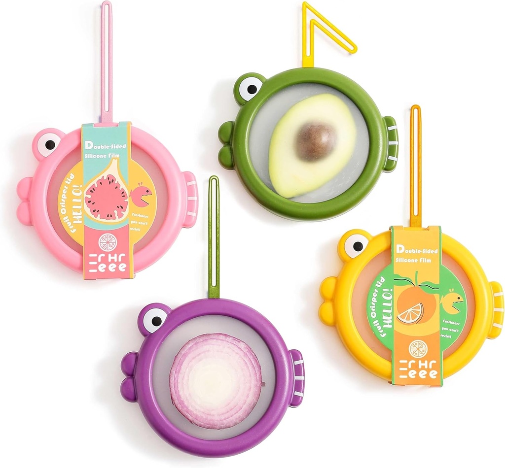 4-Piece Airtight Food Storage Containers Set – Avocado Saver, Onion Keeper, Silicone Kitchen Organizers for Fridge, Reusable & Leak-Proof to Lock in Freshness