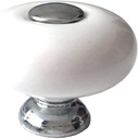 Drawer Knob Ceramic Cabinet Pull Handle Silver White Cabinet Handle Porcelain Dresser Pulls Kitchen Door Handles Hardware Chrome (Larger Knob)