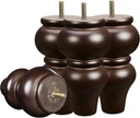 Wood Furniture Legs 6 inch Sofa Legs Pack of 4,Round Couch Legs Espresso Mid Century Desk Legs,Sofa Replacement Parts,for Dresser, Sideboard, Recliner, Coffee Table
