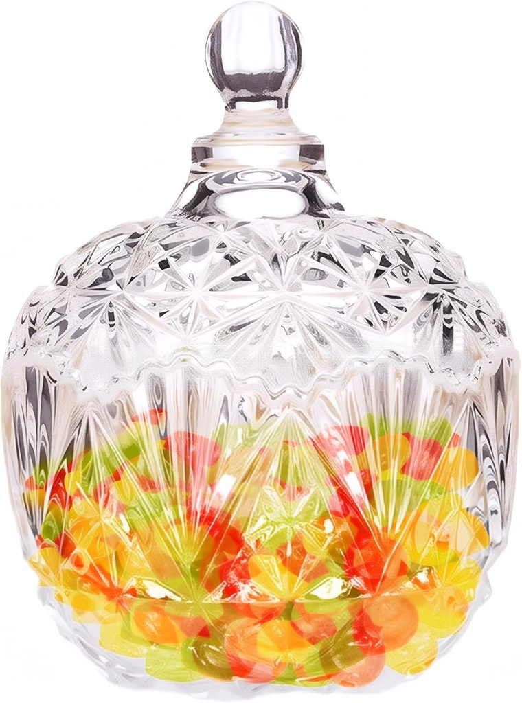32oz Large Crystal Candy Jar with Lid, 950ml Glass Candy Dish Decorative Covered Glass Jar, Covered Cookie Bowls for Buffet, Party, Wedding, Home Decoration