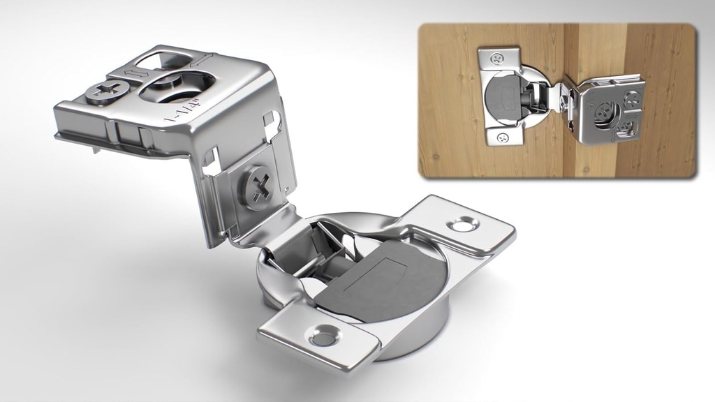 Berta 50-Pack, 1-1/4 inch Overlay Soft Closing Face Frame Cabinet Hinges, 105 Degree 6-Ways 3-Cam Adjustment Concealed Kitchen Cabinet Door Hinges with Screws (1-1/4 in. Overlay, 50 Pieces)