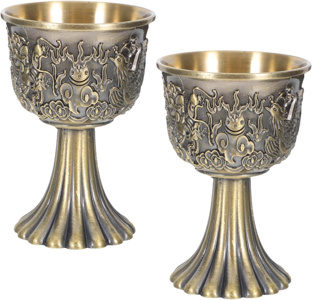 2 Pcs Chalice Goblet: 30ml Communion Cup For Wine And Coffee - Zinc Alloy Wine Goblet Handmade Chalice Wedding Drinking Glass