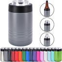 4-in-1 Stainless Steel 12 oz Double Wall Vacuum Insulated Can or Bottle Cooler Keeps Beverage Cold for Hours - Also Fits 16 oz Cans - Powder Coated Dark Gray - Clear Water Home Goods