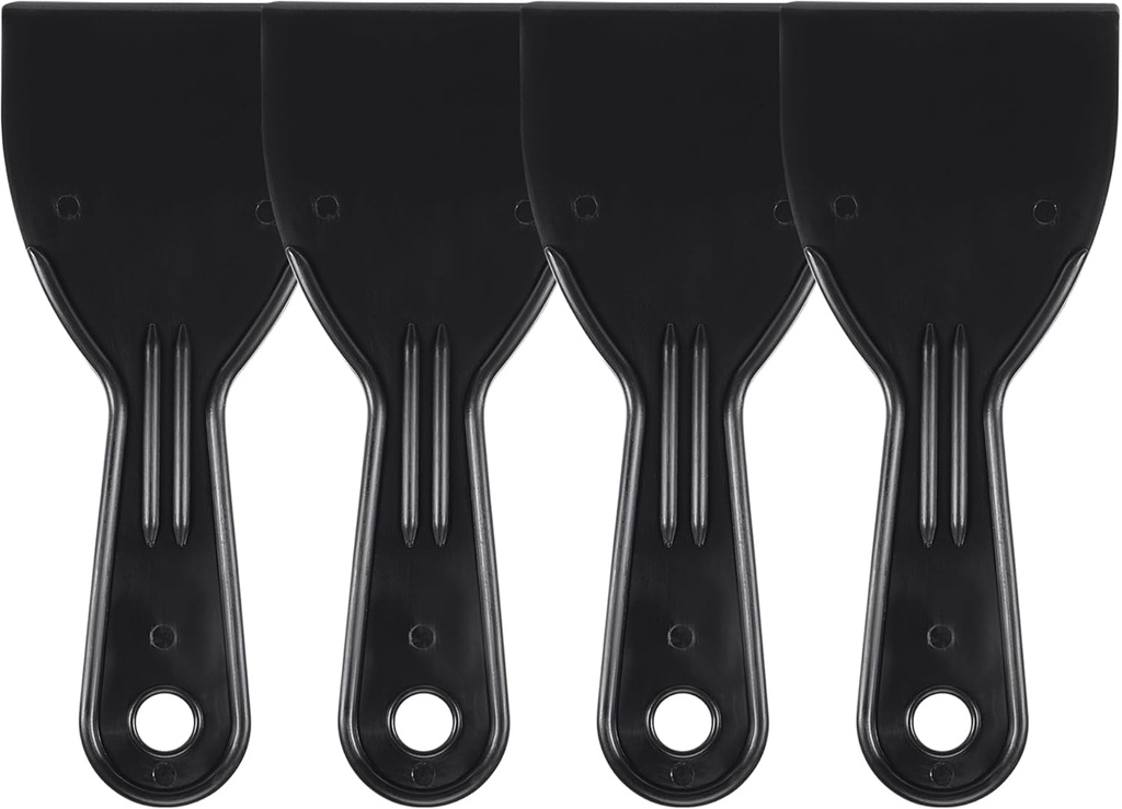 4 Pcs Putty Scraper 3" ABS Plastic Spatula Drywall Patch Repair Spreader Wall Covering Smoother Black