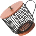 Coffee Capsules Storage Basket Rustic Wooden and Iron Organizer for Kitchen Counter Easy Access Sturdy Design for Coffee Holders and Desktop Organization