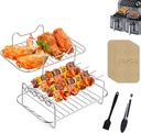 Dual Zone Air Fryer Accessories, 2pcs Air Fryer Rack with 100pcs Air Fryer Paper Liners Compatible with Ninja Foodi Air Fryer DZ201, DZ401, 5 pcs Double Basket Air Fryer Accessories