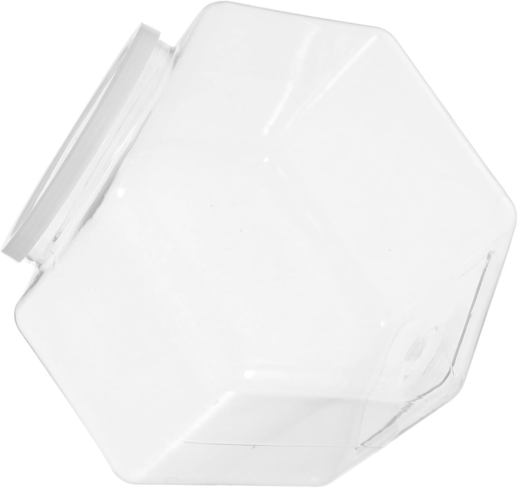 Cabilock Transparent Hexagonal Cookie Jar Large Capacity Candy Storage Container with Lid Multipurpose Snack Organizer for Kitchen Airtight Dry Food Storage Box
