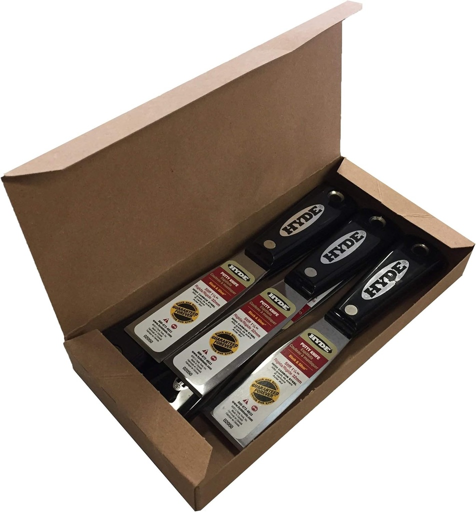 Hyde Black and Silver 02050 1-1/4 inch Putty Stiff Knife, Pack of 5 (1 1/4 inch)