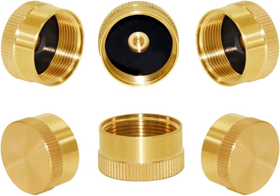 Joywayus 6Pcs Solid Brass Refill Propane Bottle Cap Universal for All 1 LB Gas Tank Cylinder Sealed Protect Cap