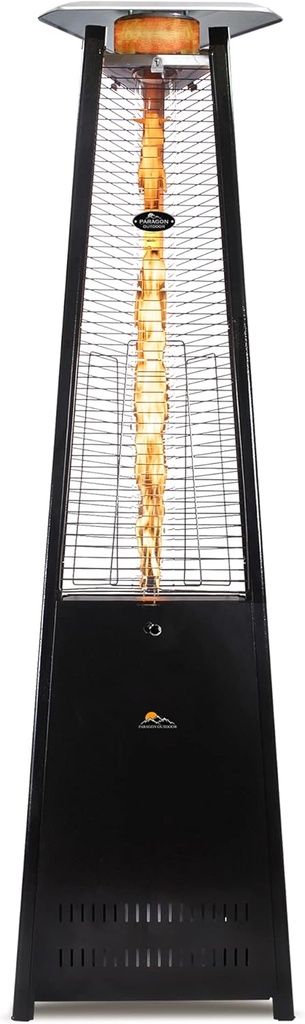Paragon Outdoor 42,000 BTU Vesta Outdoor Propane Patio Heater with Wheels, Stainless Steel with Hammered Black Finish, Adjustable Flame, Pyramid Outdoor Heater for Commercial and Residential Use