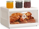 Large Bread Box for Homemade Bread, Bread Storage for Homemade Bread Container with Transparent Window Bread Boxes White