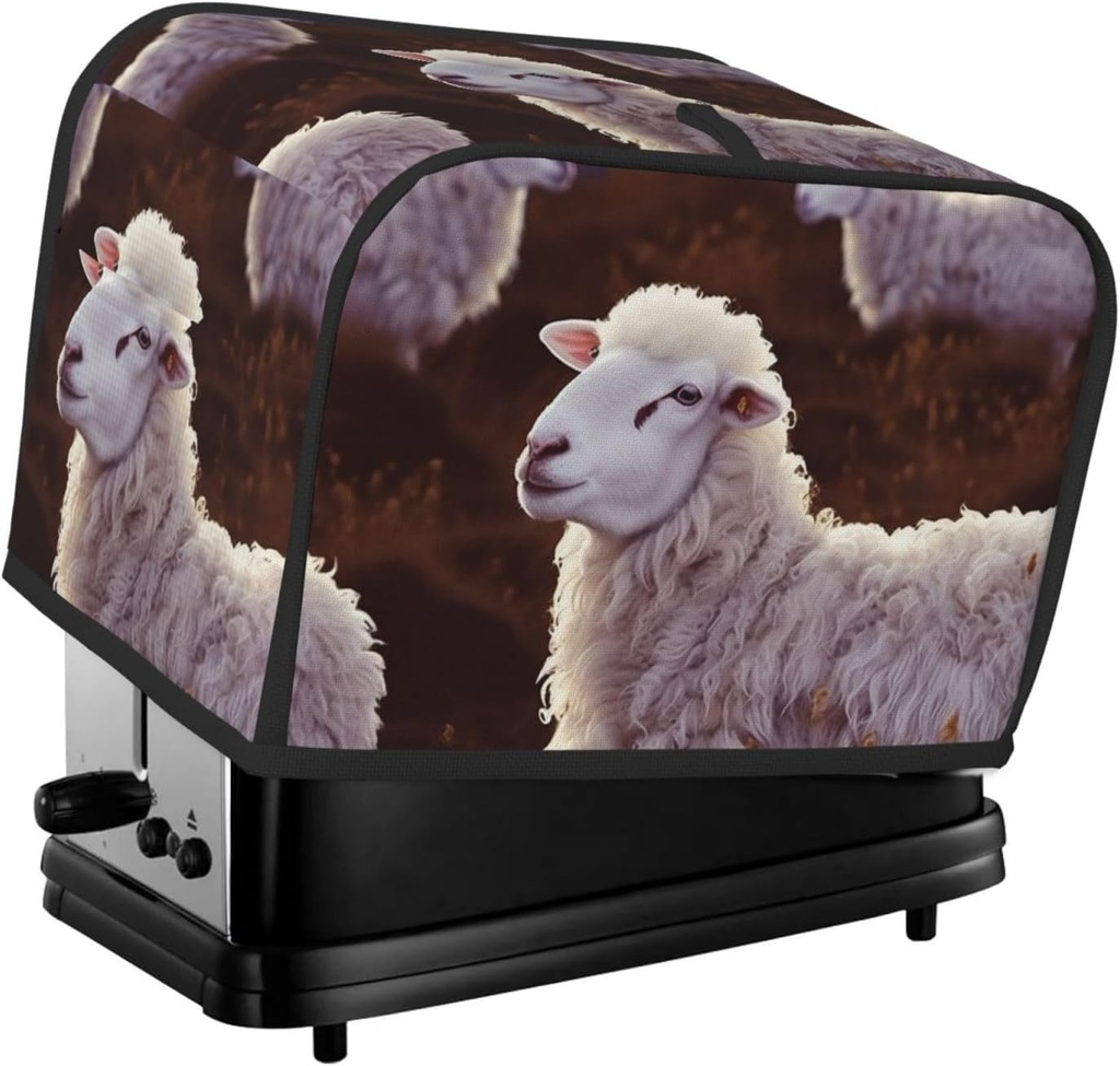 Sheep 2 Slice Toaster Covers Dustproof Splash-Proof Bread Machine Cover Fingerprint Protectors Small Washable Kitchen Appliance Cover Universal Size