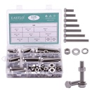 UNC 3/8 (125 PCS) Stainless Steel Hex Bolts with Nut, Flat Washer and Lock Washer Hardware Assortments Kit, 304 Stainless Steel 18-8, Full Thread