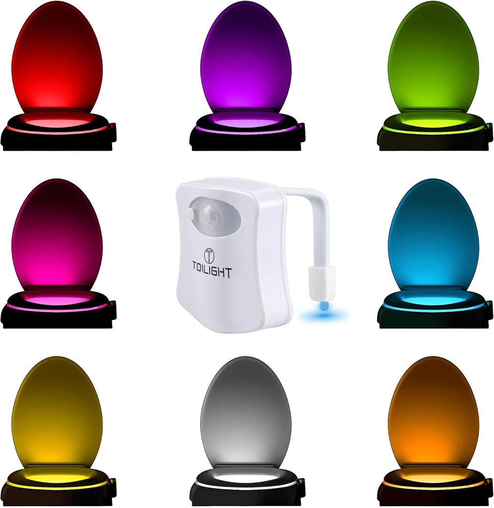 ToiLight The Original Toilet Bowl Night Light. Fun Useful Bathroom Motion Sensor Tech Gadget. Funny Novelty Birthday Gift Idea. Stocking Stuffer for Him Her Guys Men Mom Brother