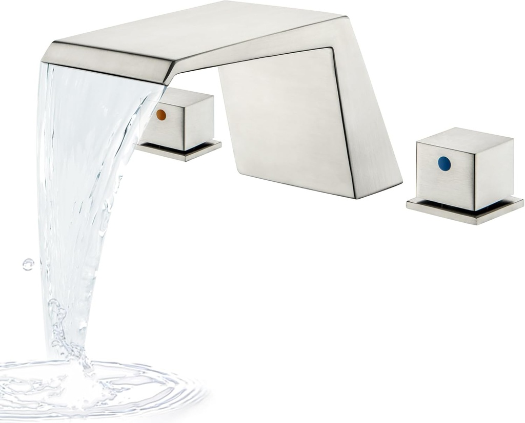 LIWEIKE Roman Tub Faucet, Brushed Nickel Bathtub Faucet Set with 2 Handle Waterfall Tub Faucet for 3 Hole