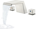 LIWEIKE Roman Tub Faucet, Brushed Nickel Bathtub Faucet Set with 2 Handle Waterfall Tub Faucet for 3 Hole