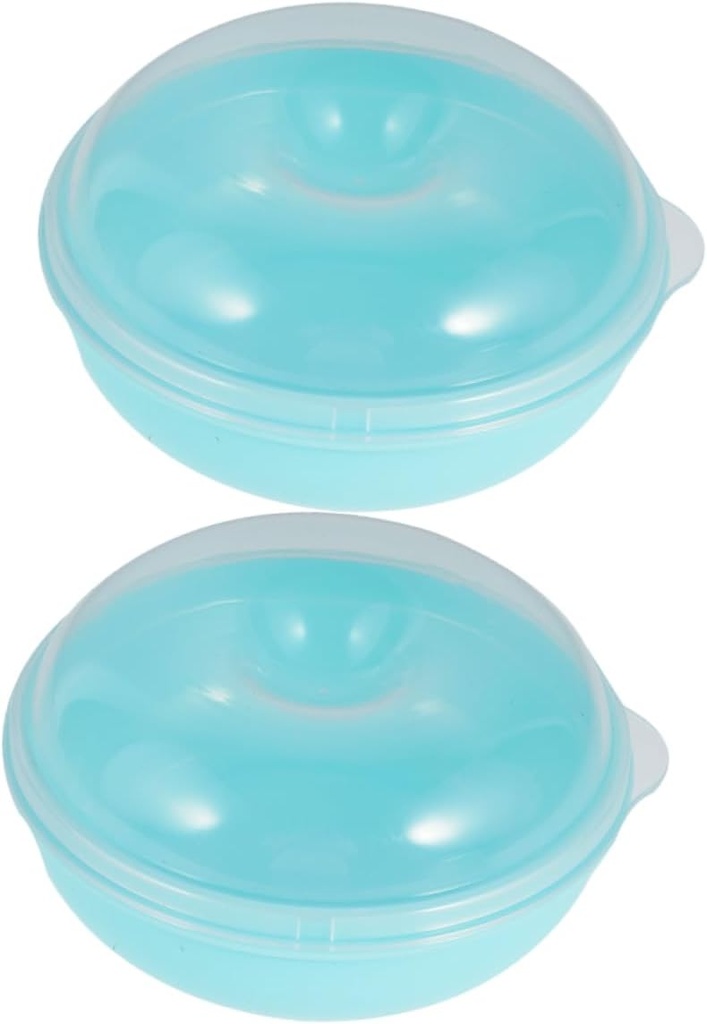 2Pcs Bagel Container Transparent Reusable Plastic Box with Lid for Bagels Donuts Bread for Kitchen Fridge Organization