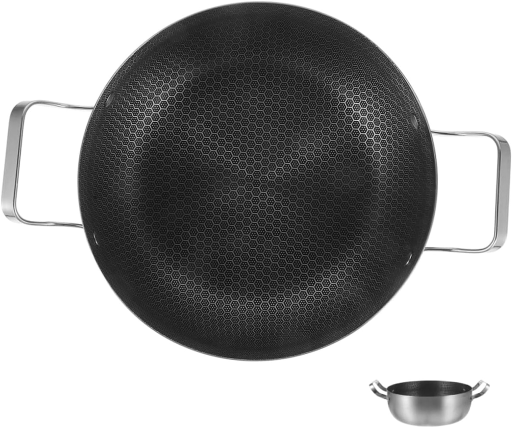 BESTYASH Stainless Steel Hot Pot Non Stick Soup Cooker with Double Handles Honeycomb Design for Boiling Steaming and Cooking Lightweight and Scald Kitchen Pan for Home and Restaurant Use