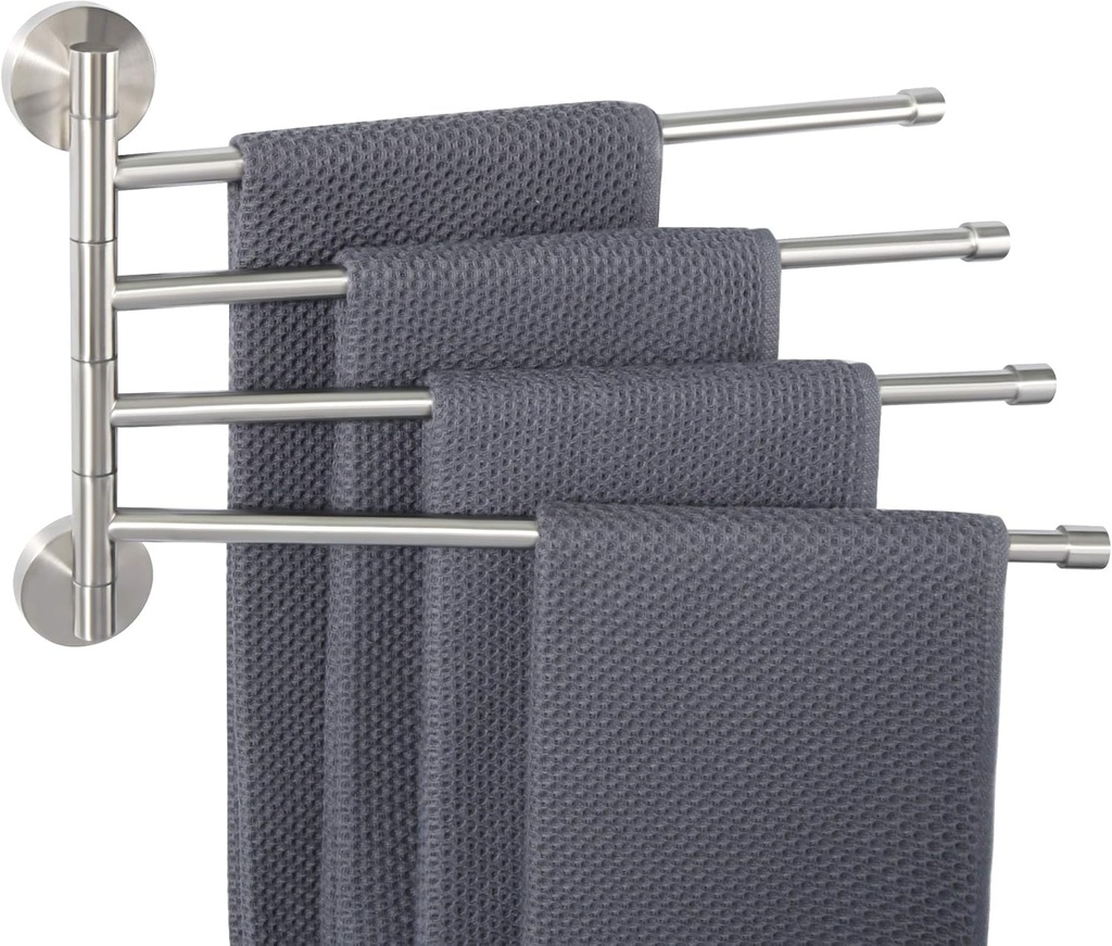 Alise Swing Out Towel Rack,Folding Hand Towel Bar 4 Bars Arm Towel Holder Towel Hanger for Bathroom Wall Mount,Space Saving Towel Rail,GK9003-LS SUS304 Stainless Steel Brushed Nickel