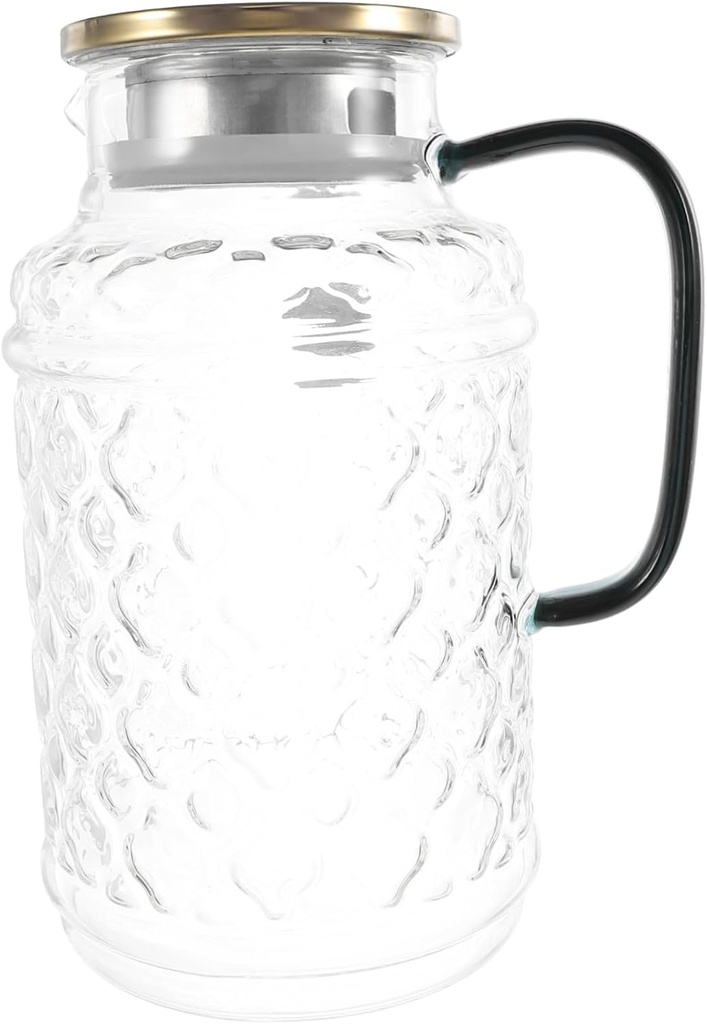 Large Glass Pitcher with Lid Thickened Cold Water Kettle for Fridge for Iced Tea and Beverages