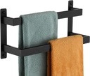KOKOSIRI Towel Bars Black Bath Towel Holders 16 Inches Bathroom 2-Tiers Ladder Towel Rails Wall Mounted Towels Shelves Rack Stainless Steel, B5008BK-L16