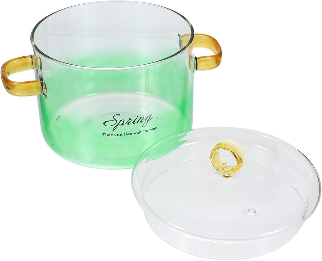 Alipis Clear Glass Cooking Pot with Lid Borosilicate Stew Pot for Noodles Ramen and Vegetables Versatile for Electric Stovetops and Microwaves