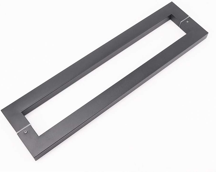 Glass Door Handle Set,Heavy Duty Stainless Steel Double Side Bar Handle,Square Shop Push Door Pull,Retro Back to Back Handle,for Wood Timber Steel Barn Door/Black/Hole TER 1200Mm (Gray Ho