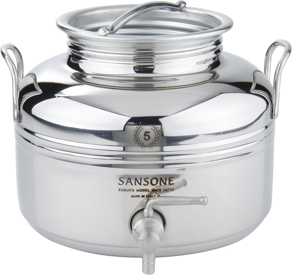 Sansone NSF Stainless Steel Water Dispenser Container with Spigot, 1.32 gallon jug (5 Liter)
