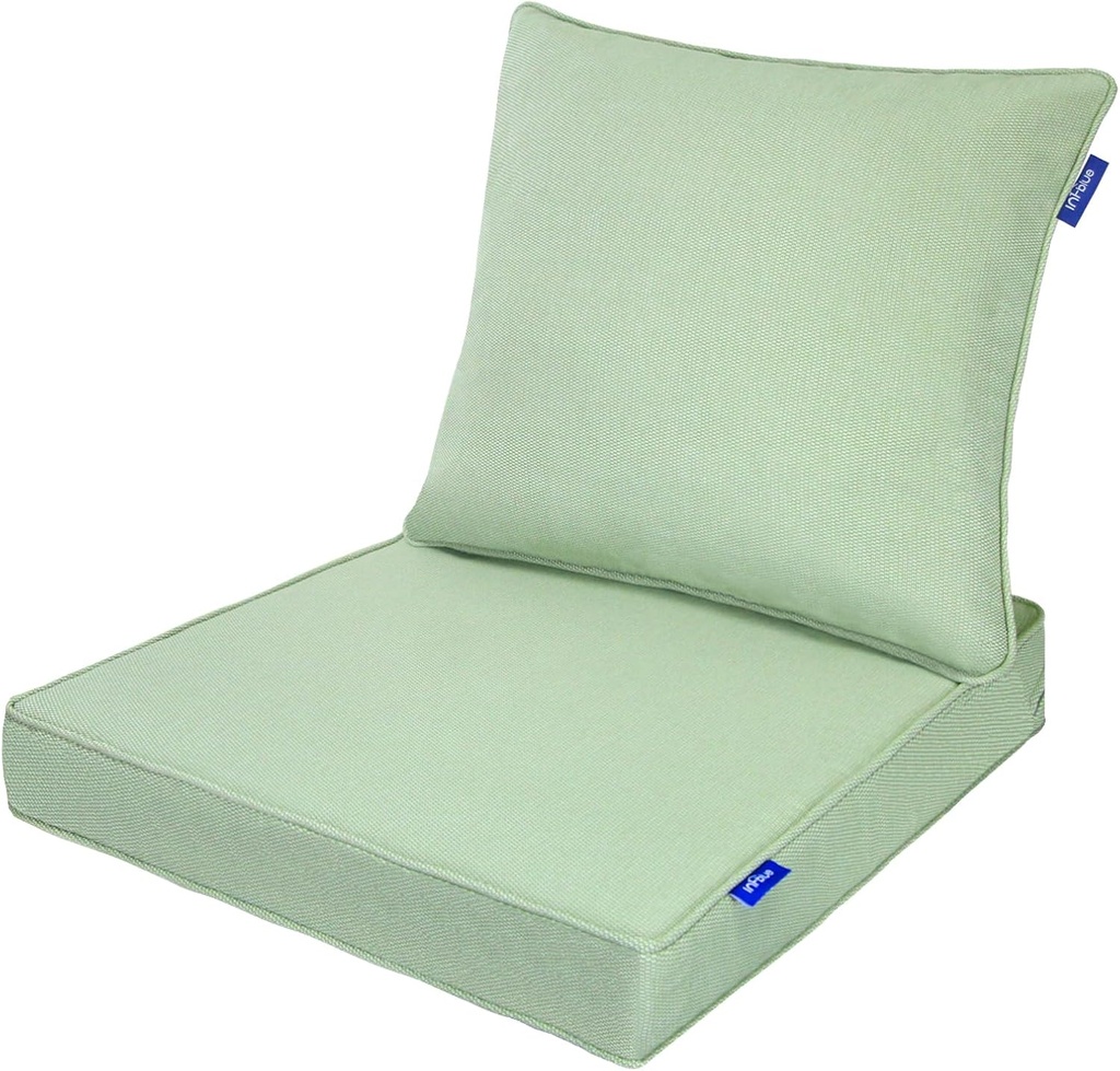 Deep Seat Cushions, Outdoor Cushions, Patio Furniture Cushions, Deep Seat & Back Cushion Patio Cushions with Rmoveable Cover for Backyard Couch Sofa Fade Resistant (22x22x3 in, Light Green)
