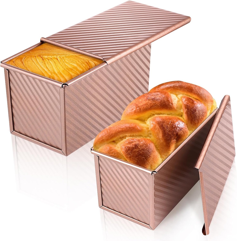 Dough Capacity Non-Stick Bakeware Carbon Steel Corrugated Bread Toast Box Bread Loaf Pan for Bakeware Bread Toast Oven Baking 2 Pcs 1/0.5 Lb