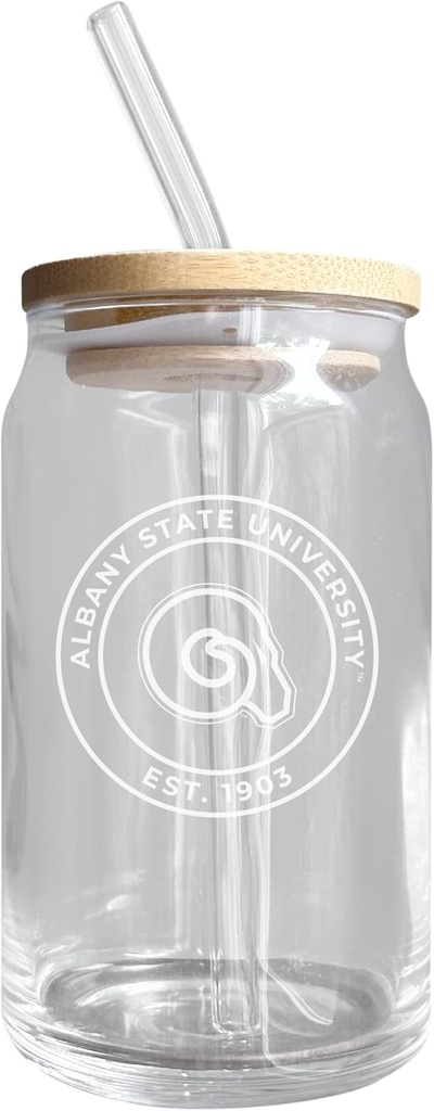 R and R Imports Albany State University NCAA 12 oz Engraved Can Glass 2-Pack