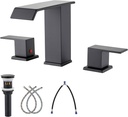 Black Widespread Bathroom Faucet for Sink 3 Hole 8 Inch 2 Handles Waterfall Bathroom Sink Faucet Modern with Metal Pop-up Drain Supply line
