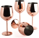 G Francis Stainless Steel Wine Glasses Set of 4-18oz Rose Gold Metal Unbreakable Wine Glasses for Outdoor Camping