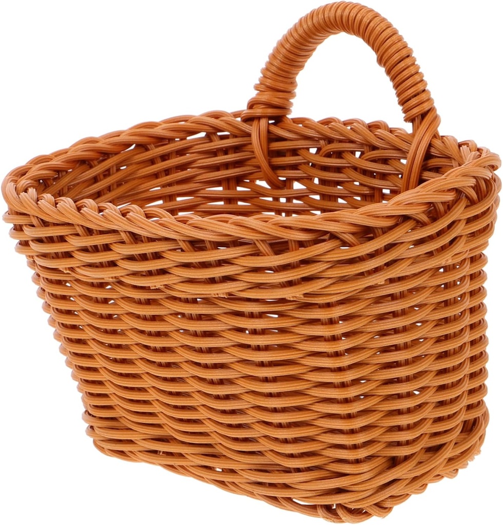 PRETYZOOM Imitation Rattan Wall Mounted Storage Basket for Kitchen Stylish Woven Hanging Basket for Organizing Keys and Items Space Saving for Areas