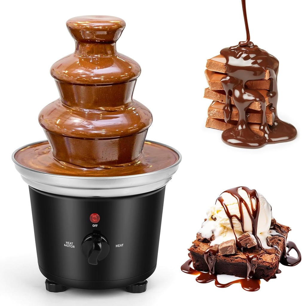 Chocolate Fountain Machine - VAlinks 3 Tiers Electric Melting Machine Fountain, Mini Stainless Steel Chocolate Fondue Fountain for Parties, Melts Cheese, BBQ Sauce, Liqueurs