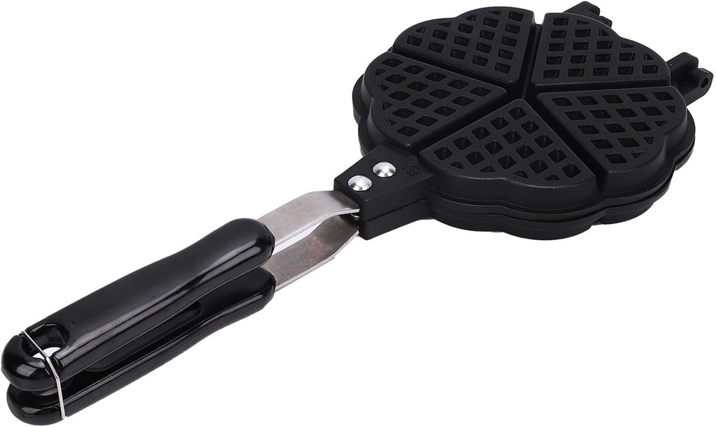 POCREATION Heart Shaped Waffle Maker Pan, 5 Mini Waffles, Stovetop Compatible, Aluminum Alloy, 16x36cm/6.3x14.2in