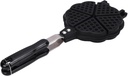 POCREATION Heart Shaped Waffle Maker Pan, 5 Mini Waffles, Stovetop Compatible, Aluminum Alloy, 16x36cm/6.3x14.2in