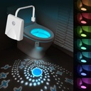 AVEKI Toilet Night Lights, Motion Activated LED Light 16 Colors Changing Night Light Motion Sensor with Projection Light, Rechargable Toilet Bowl Light for Bathroom Decor Funny Gift (1 Pack)